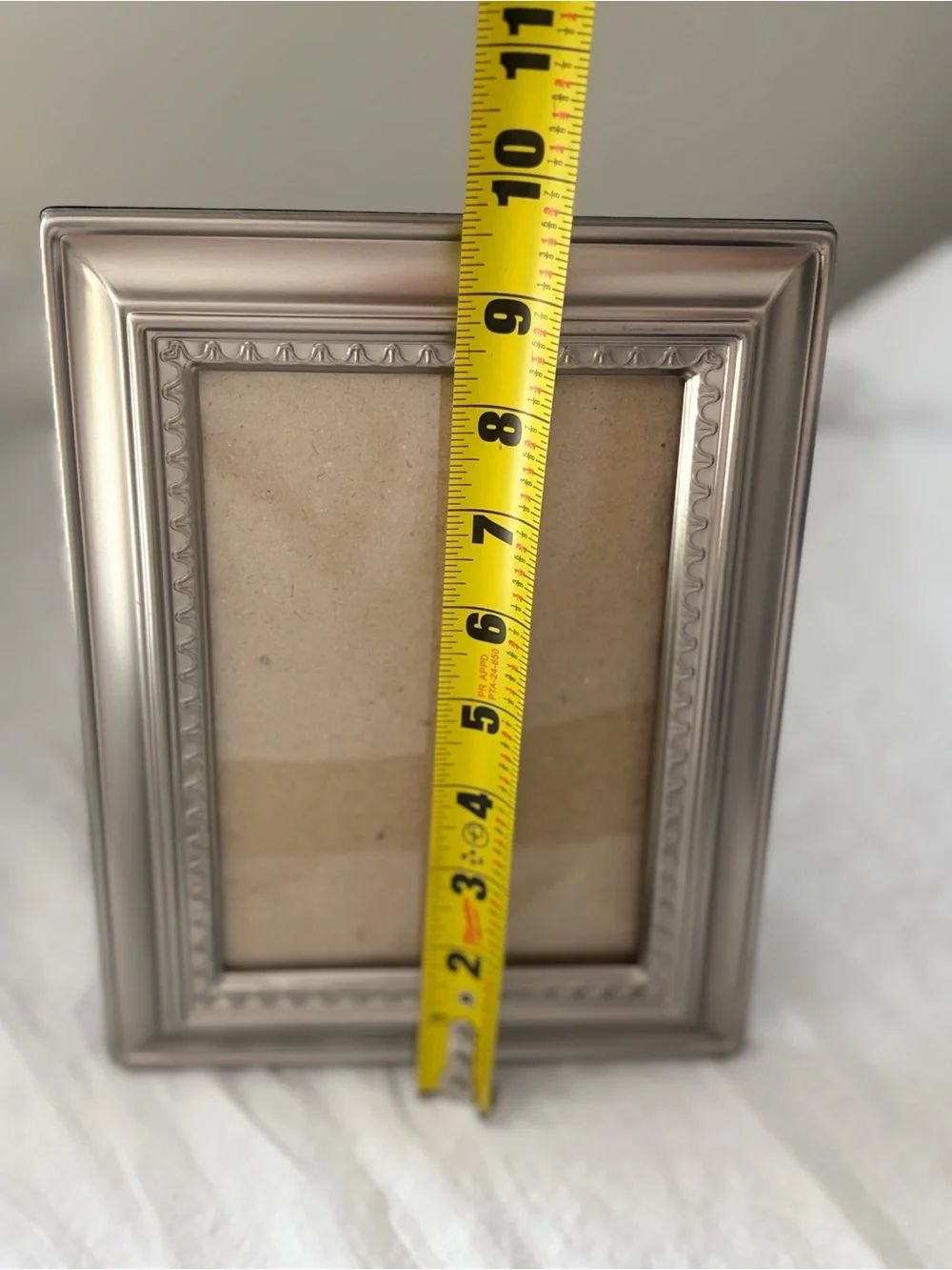 Vintage style, pewter tone, picture frame beaded border brushed silver frame